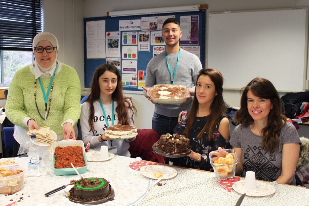 ESOL students (left to right) Laila Aboughazalia, Aurelia Iona Gheaburcu, Daniel De Nicolo, Miroslava Mihaylova and Andrea Chaver Renno