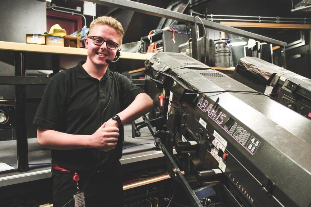 college graduate with huge light