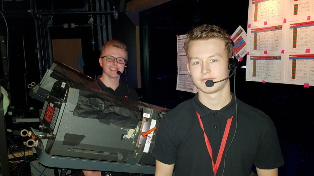 Technical Theatre alumni Matty Sanders and Lewis McMillan