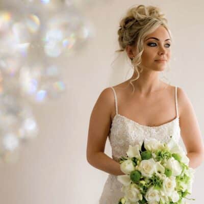 Bride holding flowers