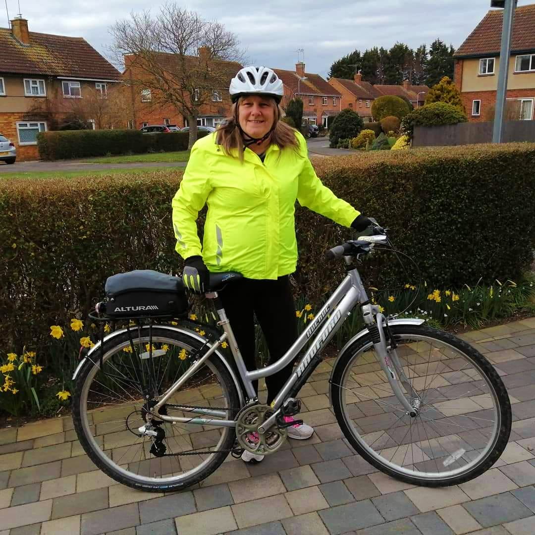 Sara with her bicycle