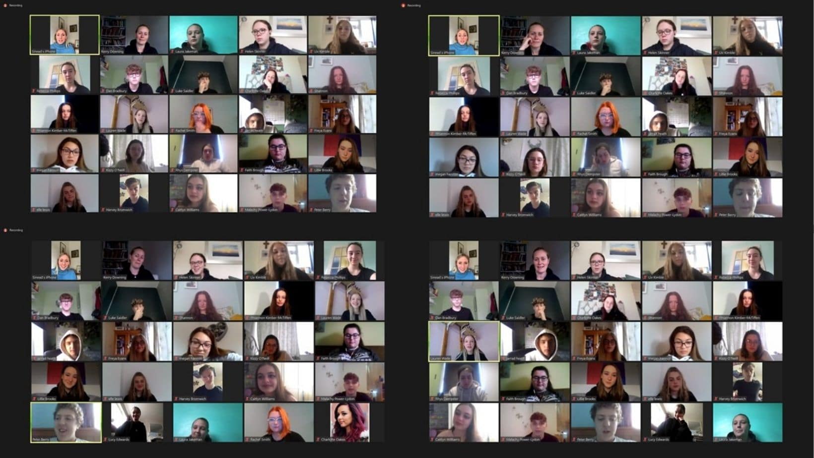 Collage of students on zoom at Stratford-Upon-Avon College