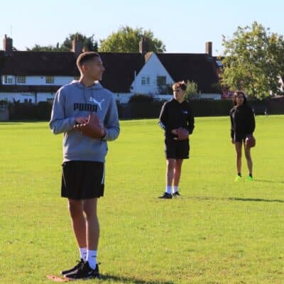 Students with Softball gloves at stratford-upon-avon college
