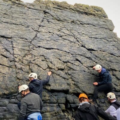 Students rock climbing on a trip run by at Stratford-upon-Avon College