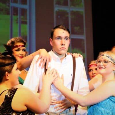 Jimmy Winter with showgirls