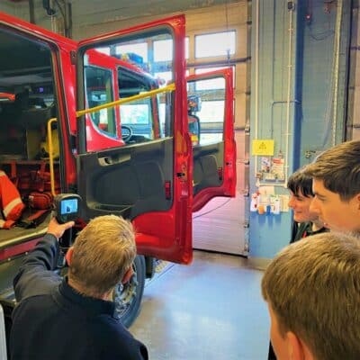 Students at fire station