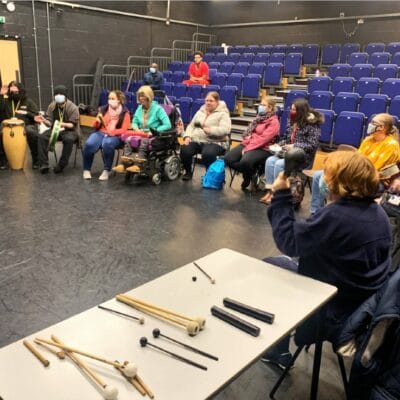 STudents in music therapy session