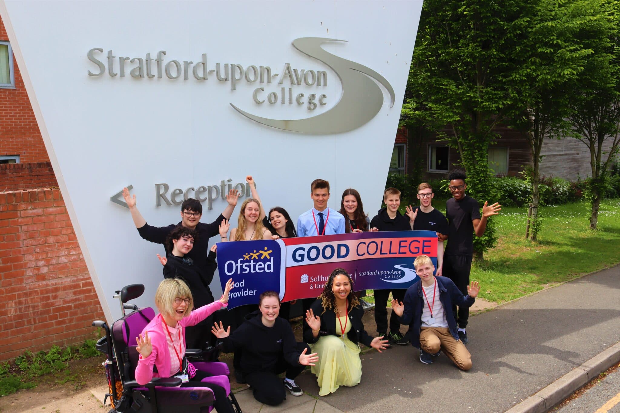 Students with Ofsted banner