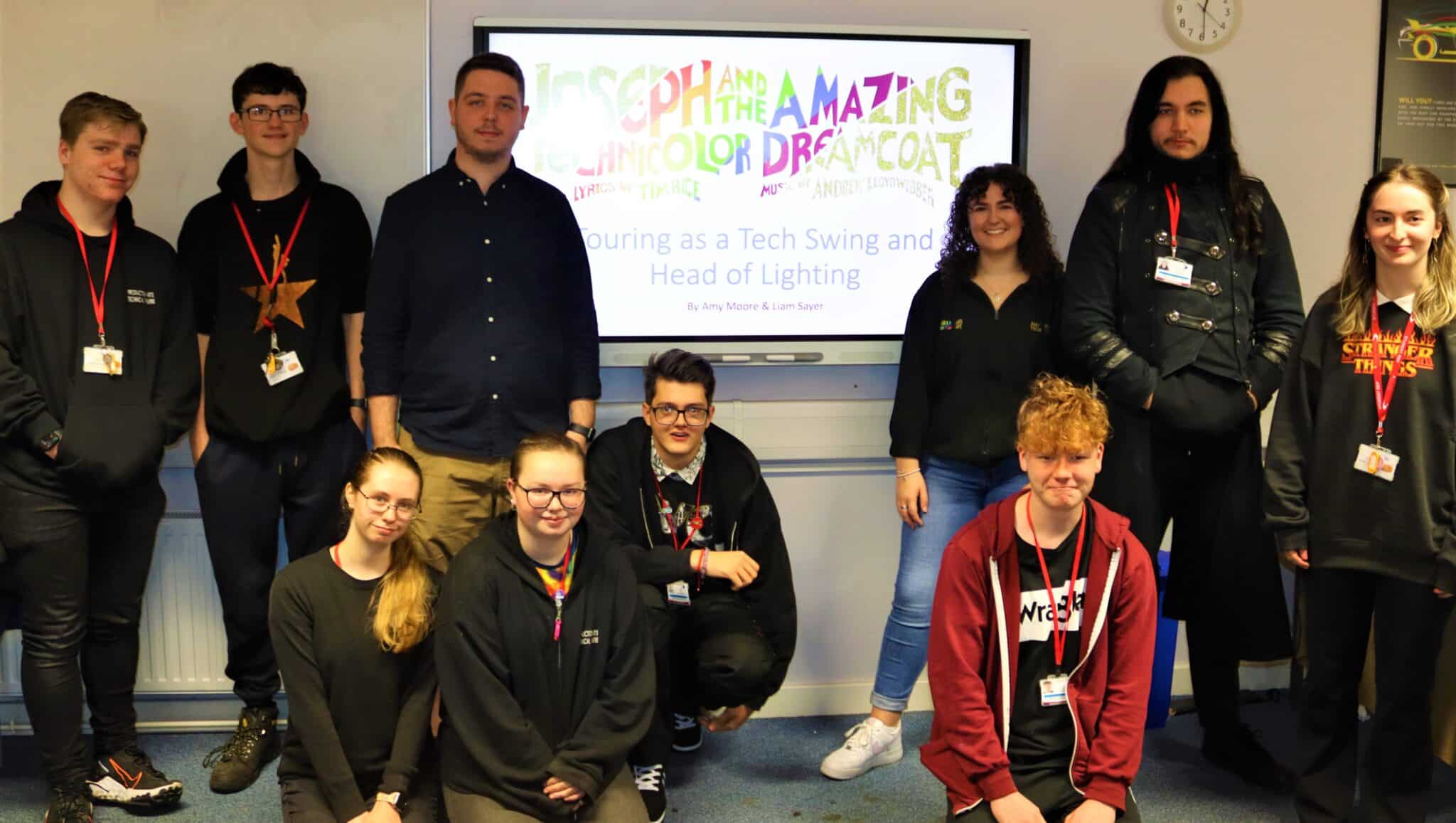 Amy and Liam with students