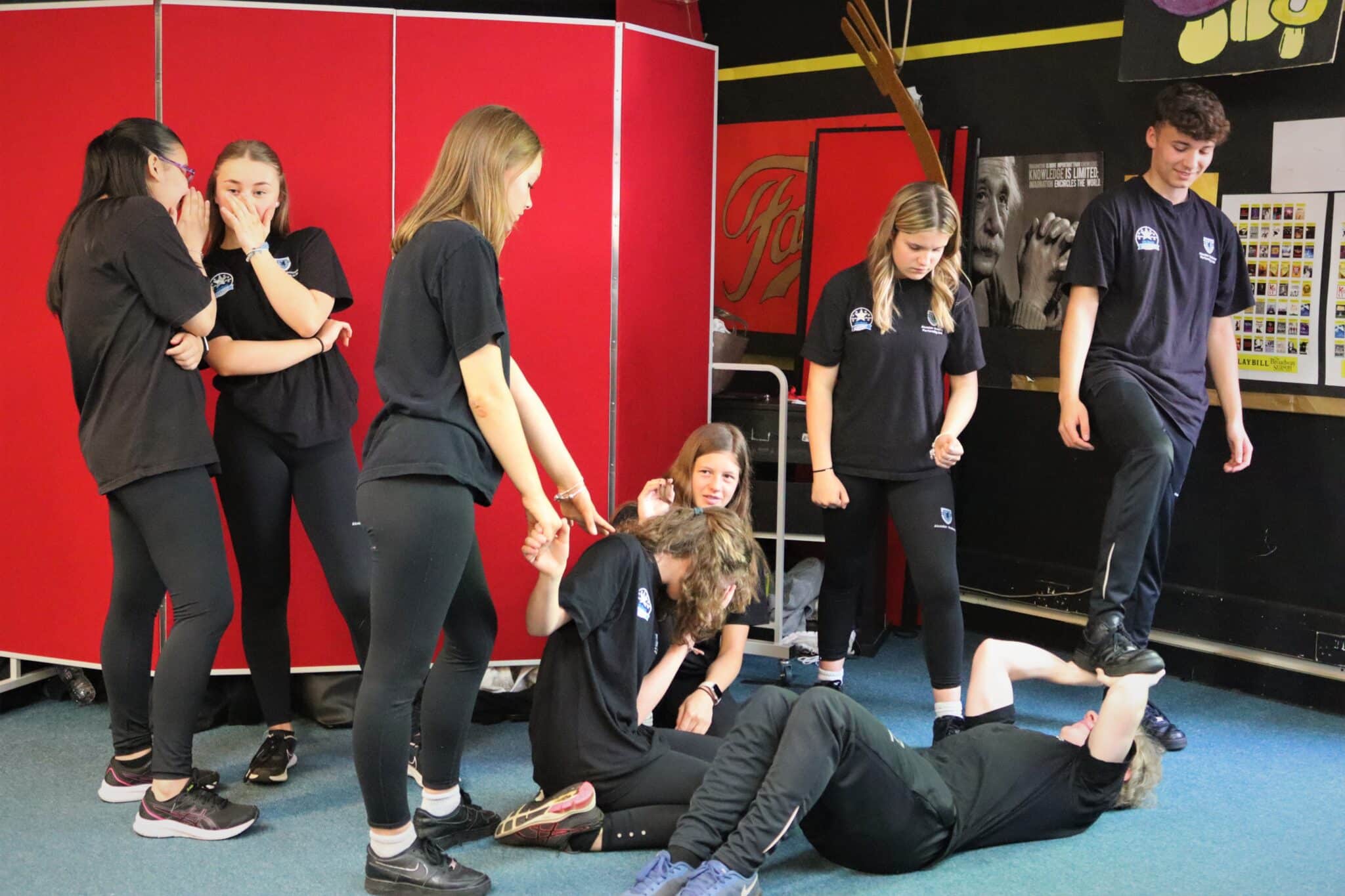 students in a freeze frame