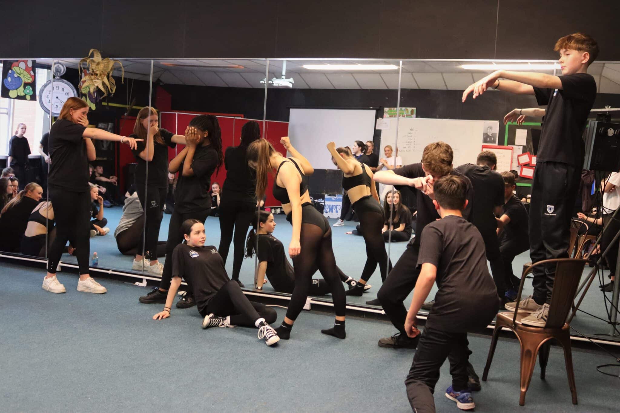 students in a freeze frame