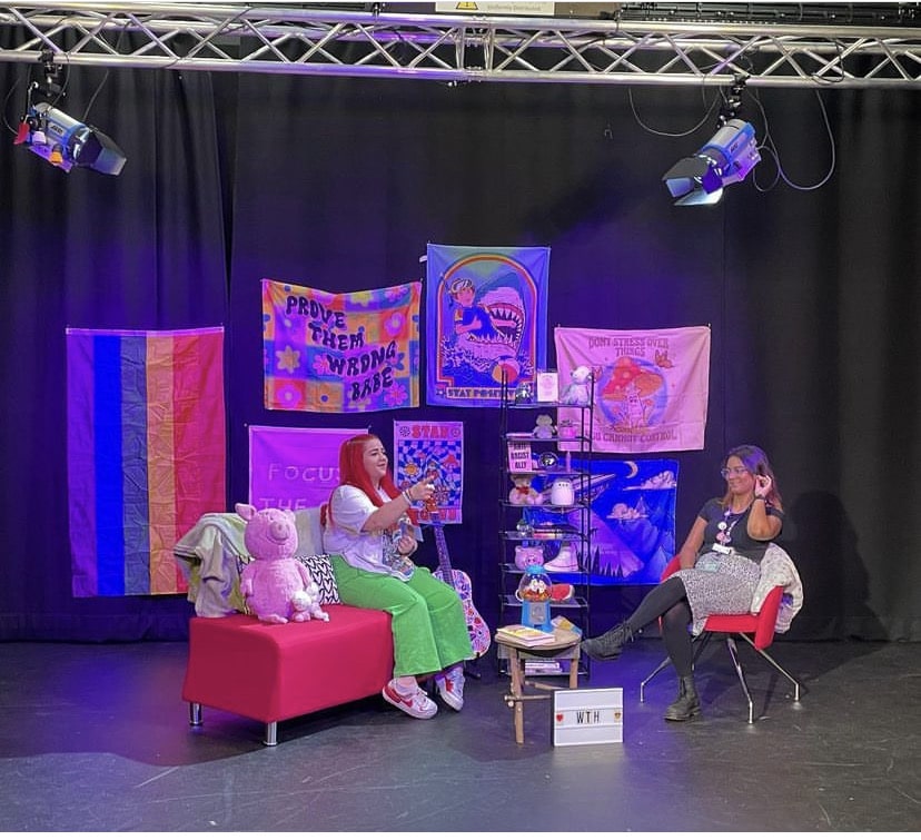 becca in the Tv studio with enrichment officer