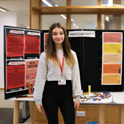 Vic Gwozdz during an anti racism event