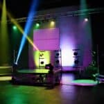Demonstration of colourful stage lights set-up.