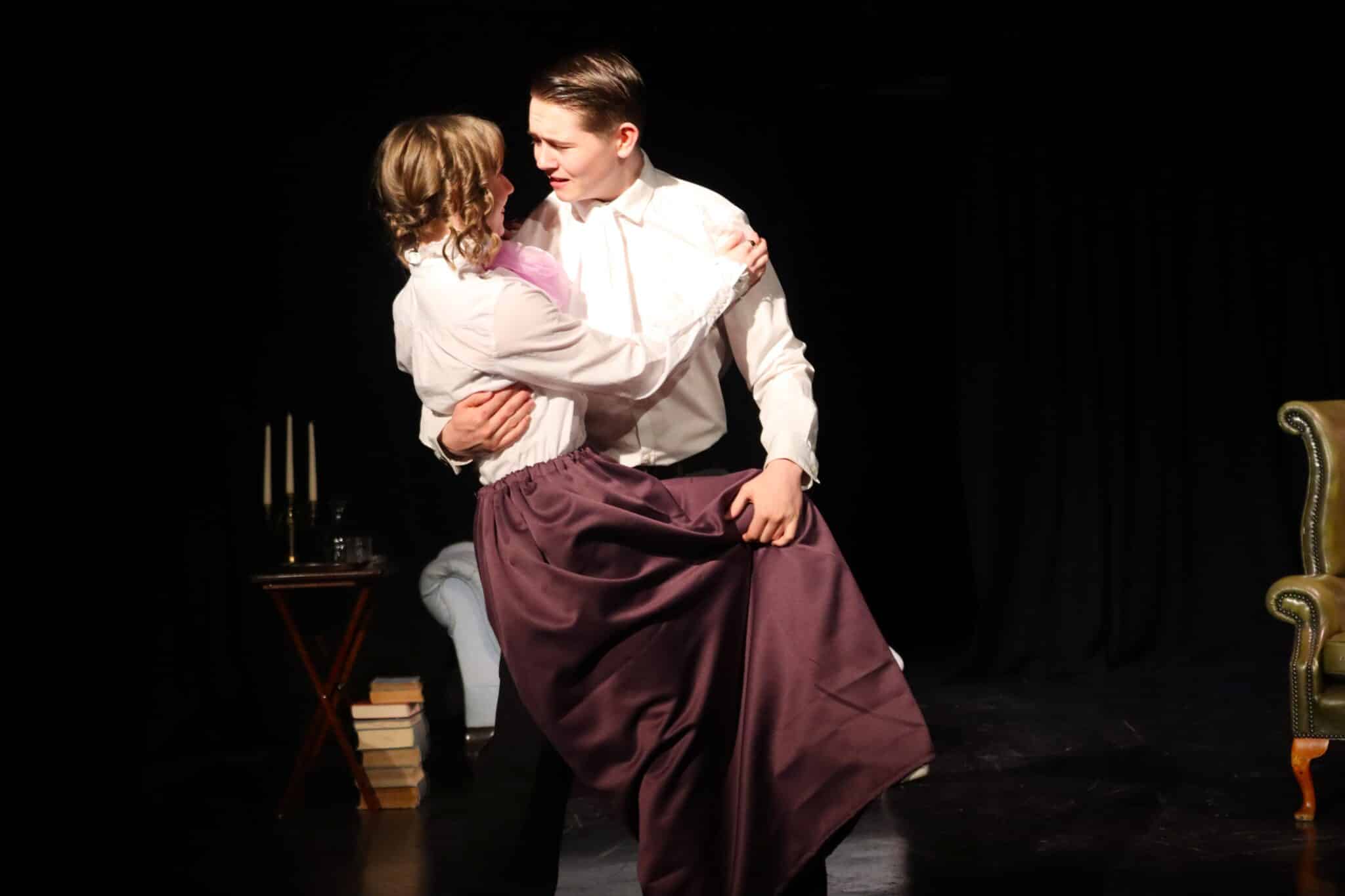acting department students on stage - couple