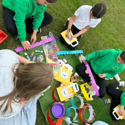 Group of primary school children in a field