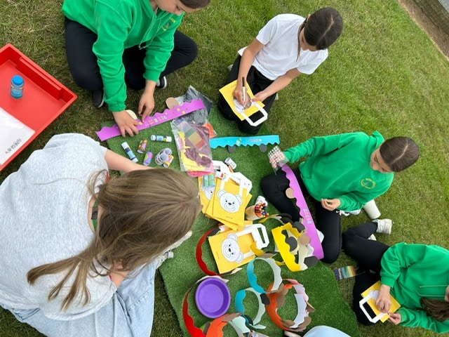 Group of primary school children in a field
