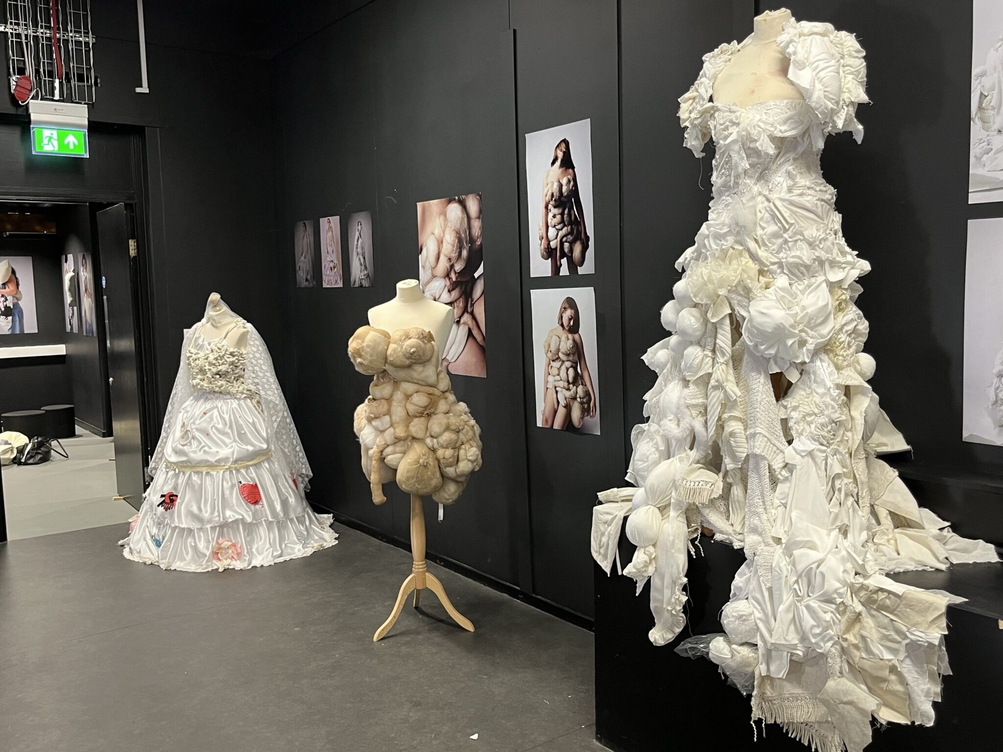 Mannequins with various different types of fabric on