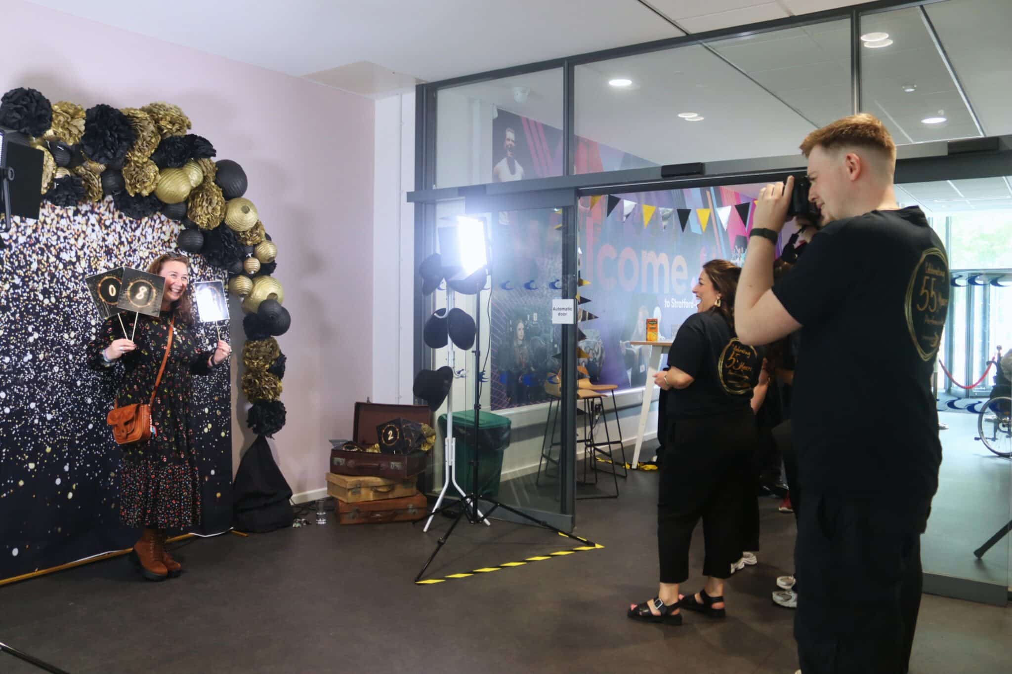 photoshoot at Stratford college to celebrate 55 years of performing arts