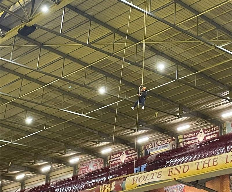 Hayley during her abseil for charity