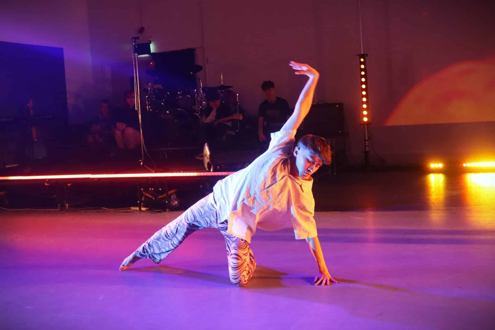 Student performing dance at Rocking show