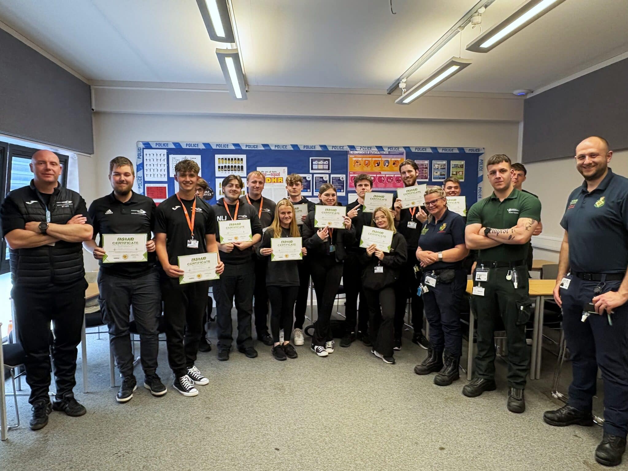 students were presented with certificates after the mass casualty simulation