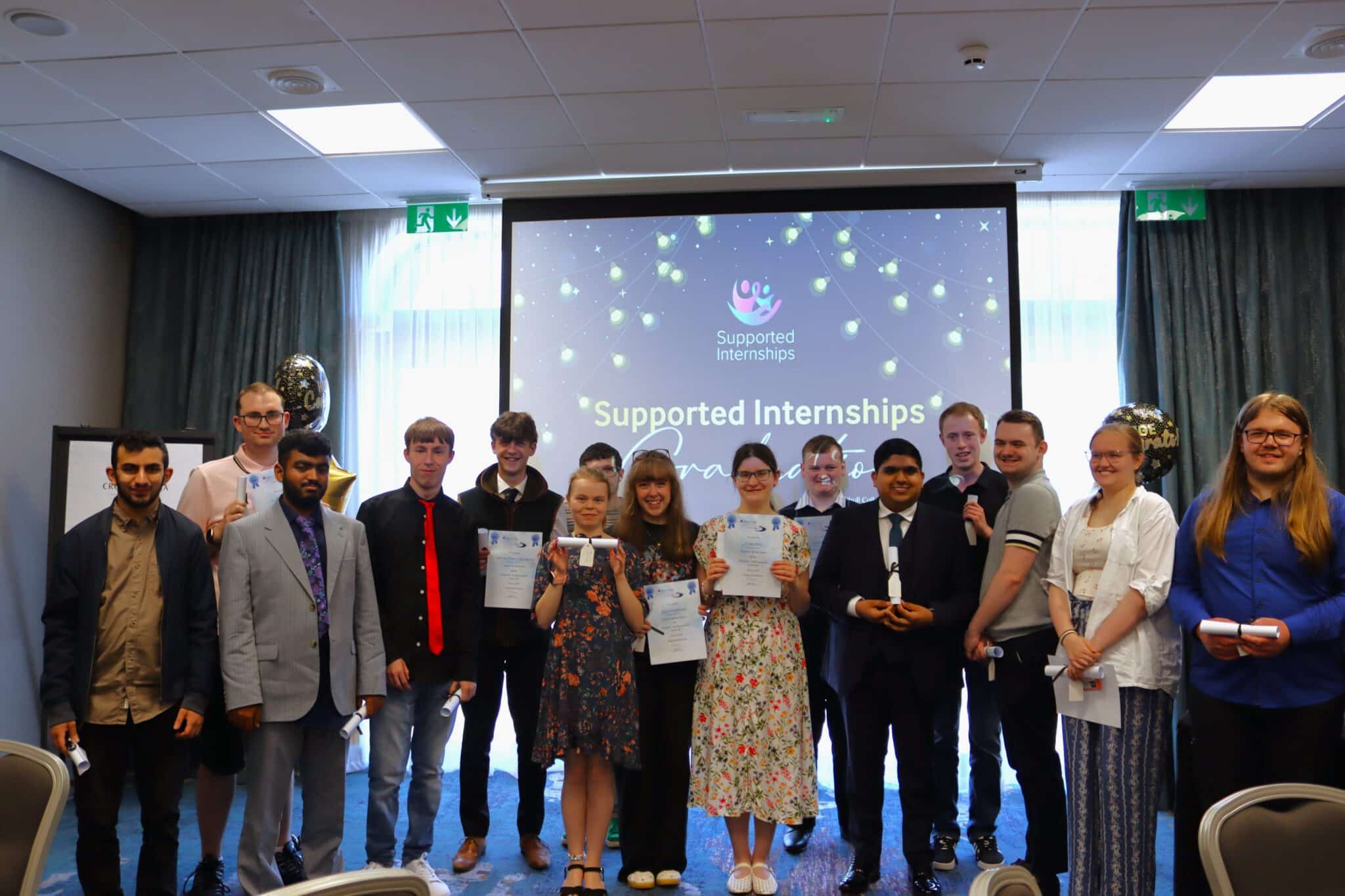 Supported Interns from the College celebrate graduation at Crowne Plaza